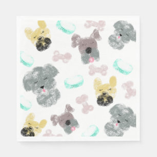 Dog Party Pattern Pink Blue Napkin