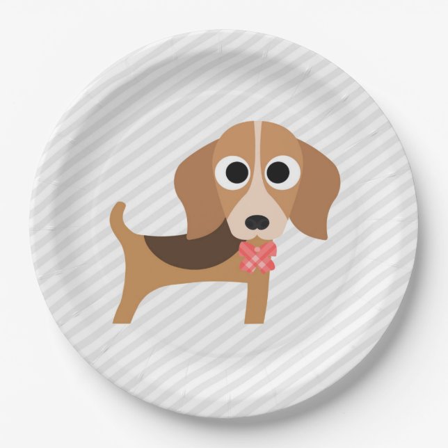 Dog Party Turquoise Beagle Dinner Paper Plates (Front)