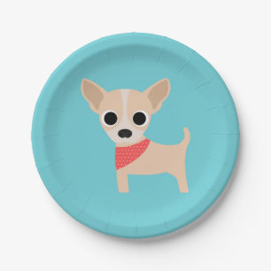 Dog Party Turquoise Chihuahua Dinner Paper Plates