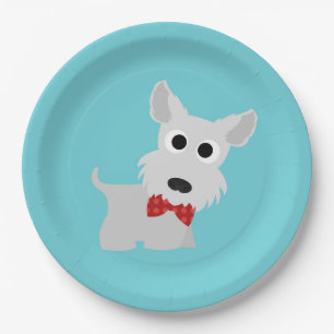 Dog Party Turquoise Westie Dinner Paper Plates