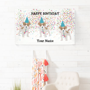 Dog Partying - Animals at Birthday Party Banner