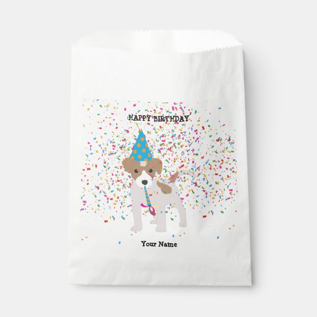 Dog Partying - Animals at Birthday Party Favour Bags (Front)