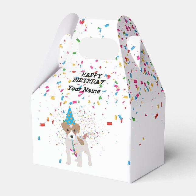 Dog Partying - Animals at Birthday Party Favour Box (Front Side)
