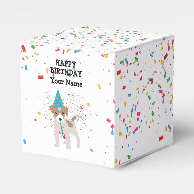 Dog Partying - Animals at Birthday Party Favour Box (Front Side)