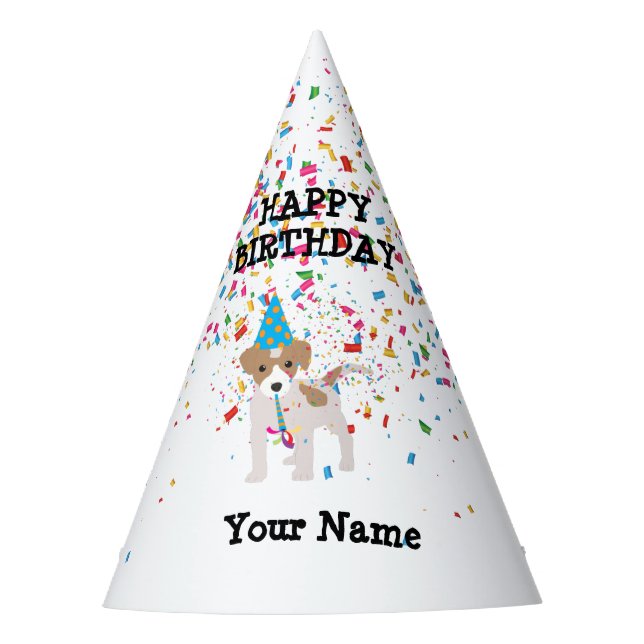 Dog Partying - Animals at Birthday Party Party Hat (Front)