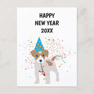 Dog Partying - Animals Holiday New Years Card