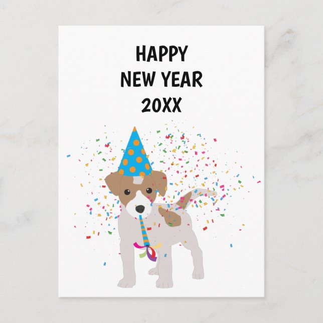 Dog Partying - Animals Holiday New Years Card (Front)