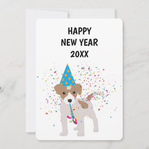 Dog Partying - Animals Holiday New Years Card
