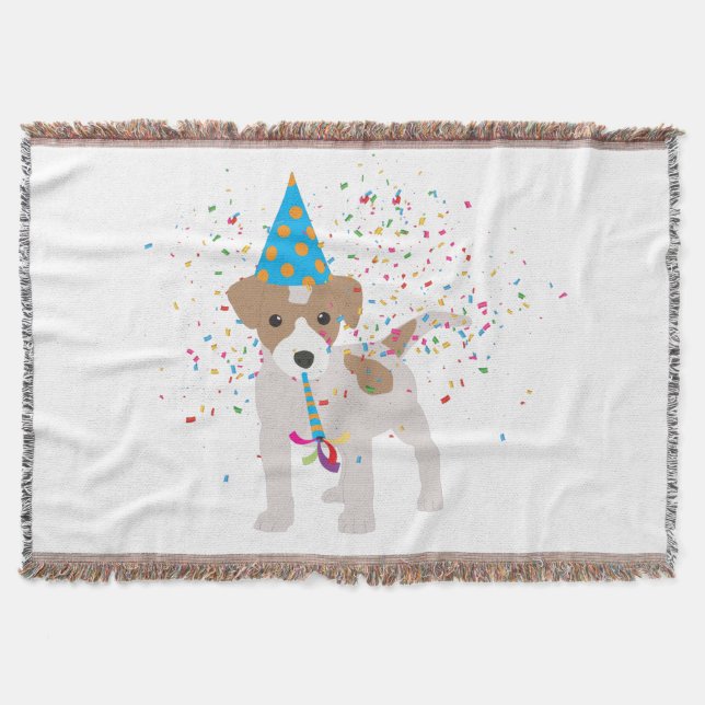 Dog Partying - Animals Puppy Having a Party Throw Blanket (Front)