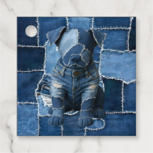 Dog Patchwork Art Denim Favour Tags