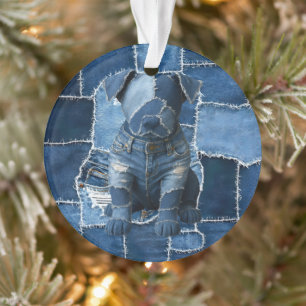 Dog Patchwork Art Denim Ornament