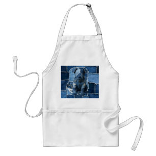 Dog Patchwork Art Denim Standard Apron