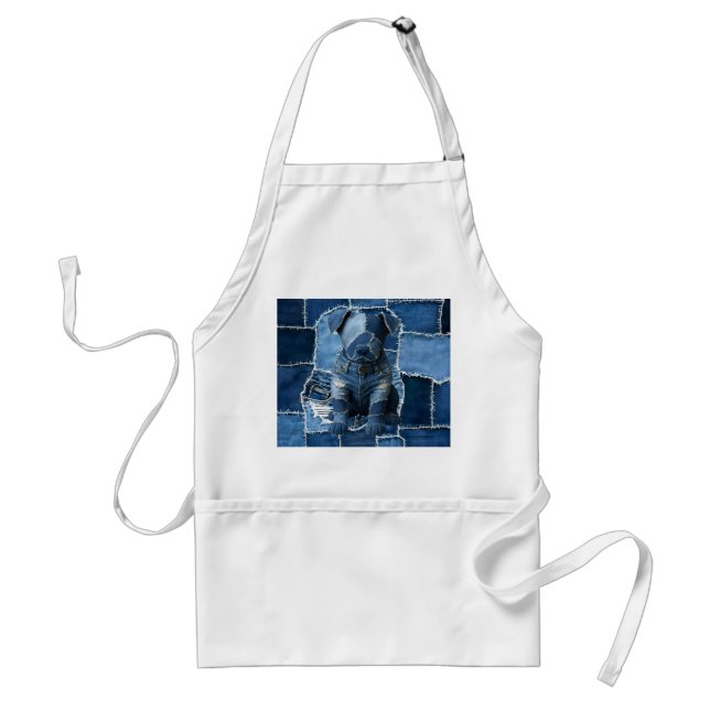 Dog Patchwork Art Denim Standard Apron (Front)