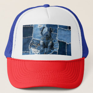 Dog Patchwork Art Denim Trucker Hat