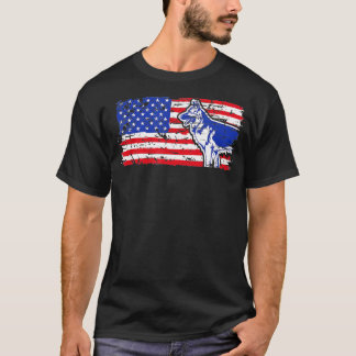 Dog Patriotic German Shepherd American Flag  - 1  T-Shirt