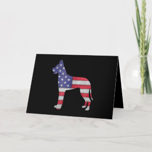 Dog  Patriotic Great Dane American Flag Embroidery Holiday Card