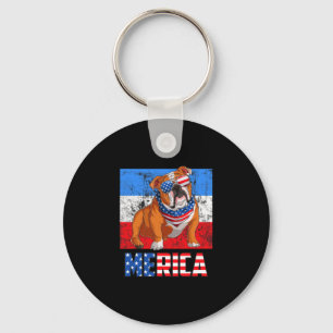 Dog Patriotic Usa 4th Of July American Flag Merica Key Ring