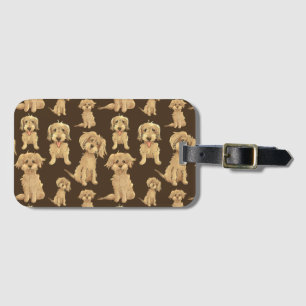 Dog Pattern Brown labradoodle goldendoodle Brown Luggage Tag