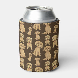 Dog Pattern Brown labradoodle goldendoodle Can Cooler