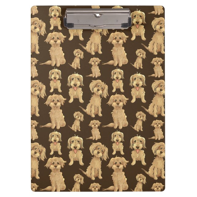 Dog Pattern Brown labradoodle goldendoodle Clipboard (Front)
