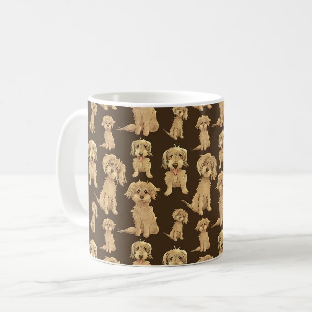 Dog Pattern Brown labradoodle goldendoodle Coffee Mug (Front Left)