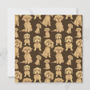 Dog Pattern Brown labradoodle goldendoodle Flat Card