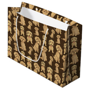 Dog Pattern Brown labradoodle goldendoodle Large Gift Bag