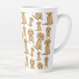 Dog Pattern Brown labradoodle goldendoodle Latte Mug