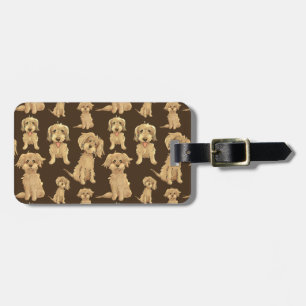 Dog Pattern Brown labradoodle goldendoodle Luggage Tag