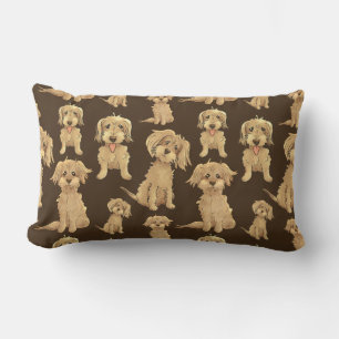 Dog Pattern Brown labradoodle goldendoodle Lumbar Cushion