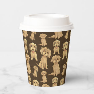 Dog Pattern Brown labradoodle goldendoodle Paper Cups