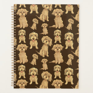 Dog Pattern Brown labradoodle goldendoodle Planner