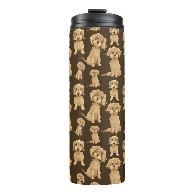Dog Pattern Brown labradoodle goldendoodle Thermal Tumbler (Front)