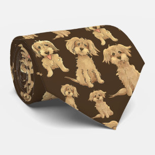 Dog Pattern Brown labradoodle goldendoodle Tie
