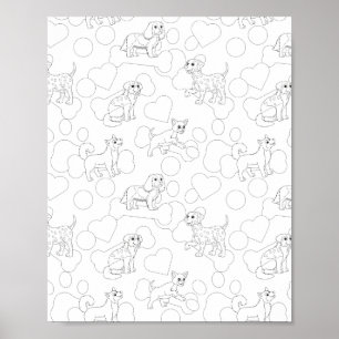Dog Pattern Kids Colouring Poster