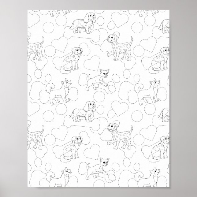 Dog Pattern Kids Colouring Poster (Front)