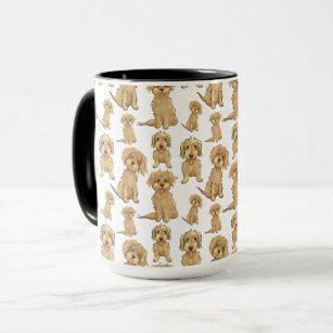 Dog Pattern labradoodle goldendoodle Brown Mug