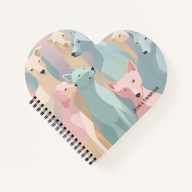 Dog Pattern Pastel Colours Minimalist Illustration Notebook (Front)