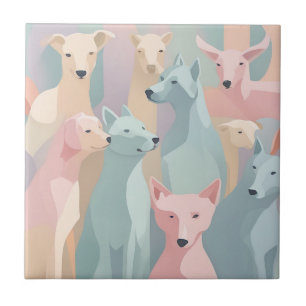Dog Pattern Pastel Colours Minimalist Illustration Tile