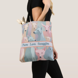 Dog Pattern Pastel Colours Minimalist Illustration Tote Bag