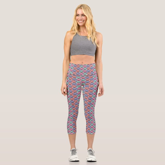 Dog Pattern Printed  Capri Leggings (Front)