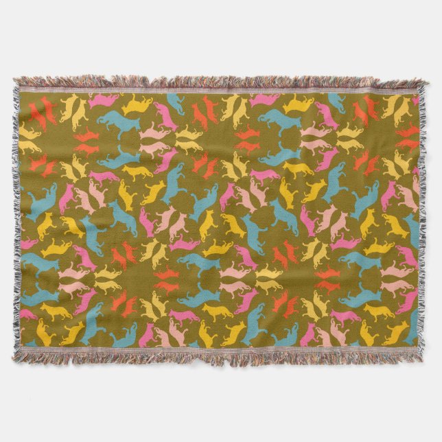 Dog Pattern Throw Blanket (Front)