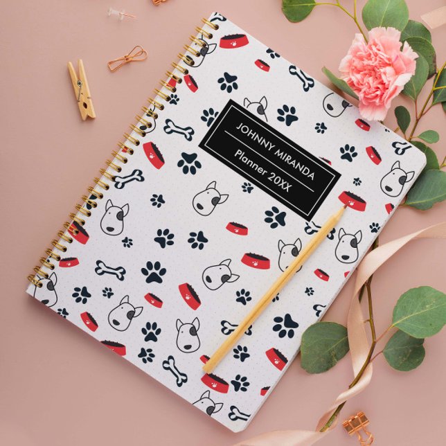 Dog Pattern Year and Name White  Planner (Creator Uploaded)