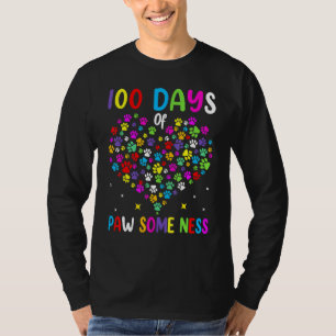 Dog Paw 100 Days Of School Dog 100 Days Smarter T-Shirt