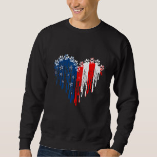 Dog Paw American Heart Flag Dog 4th Of July Sweatshirt