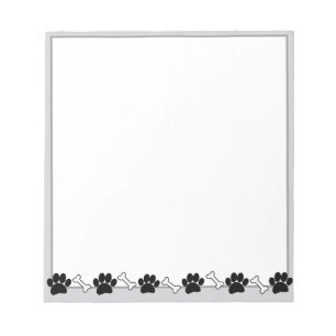 Dog Paw and Bones Drawing Custom Notepad