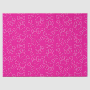 Dog Paw And Bones Drawing Pattern Custom Hot Pink Tissue Paper