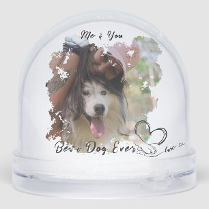 Dog Paw and Hand Pet Photo Owner Grunge Snowglobe