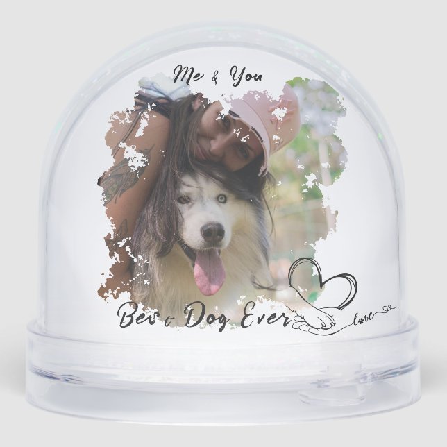 Dog Paw and Hand Pet Photo Owner Grunge  Snowglobe (Back)