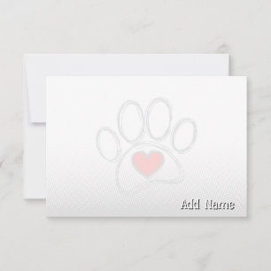 Dog Paw and Heart Blank All Occasion Custom Name Card